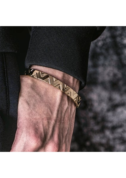 M 180MM-200MM Stili Altın Gül Lüks Titanyum Paslanmaz Çelik Bileklik Klasik V Tasarım Manşet Bilezikler Kadın Erkek Açık Bilezik Satışı Için (Yurt Dışından) modelleri