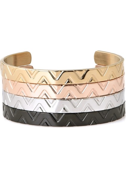 M 180MM-200MM Stili Altın Gül Lüks Titanyum Paslanmaz Çelik Bileklik Klasik V Tasarım Manşet Bilezikler Kadın Erkek Açık Bilezik Satışı Için (Yurt Dışından) indirimleri