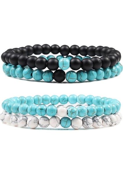 Mavi Yıpranmış Mesafe Bilezik Kadın Çiftler Bilezik Clamm Doğal Siyah Mat Mavi Turkuaz Boncuklu Taş Bileklik Erkekler Takı (Yurt Dışından) fiyatları