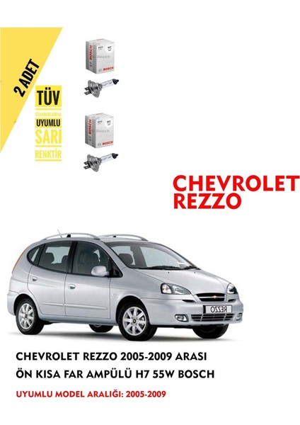 Chevrolet Rezzo 2005-2009 Arası Ön Kısa Far Ampülü (2 Adet) Sarı Renk fiyatları