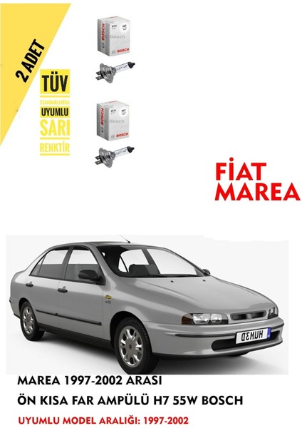 Marea 1997-2002 Arası Ön Kısa Far Ampülü (2 Adet) Sarı Renk