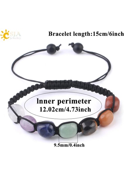 Csja 7 Çakra Bilezikler Reiki Doğal Taş Örgülü Kadın Bilezik Şifa Düzensiz Boncuk El Yapımı Dize Halat Ayarlanabilir G022 (Yurt Dışından) fırsatları