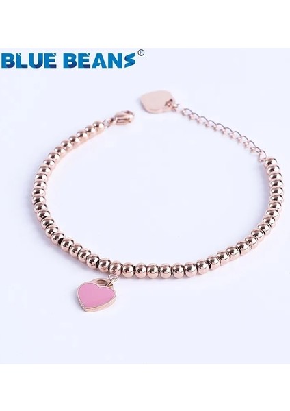 Altın-Pembe 316L Paslanmaz Çelik Kalp Kadınlar Için Bracelerbracelet Tiff Boncuk Zincir Aşk Kolye Altın Gümüş Renk Bildirimi Takı (Yurt Dışından)