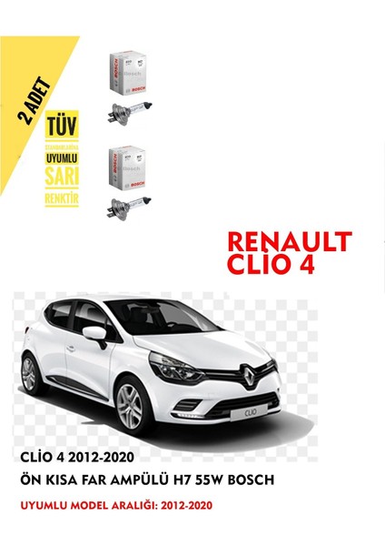 Clio 4 2012-2020 Ön Kısa Far Ampülü (2 Adet) Sarı Renk