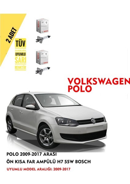 Polo 2009-2017 Arası Ön Kısa Far Ampülü (2 Adet) Sarı Renk