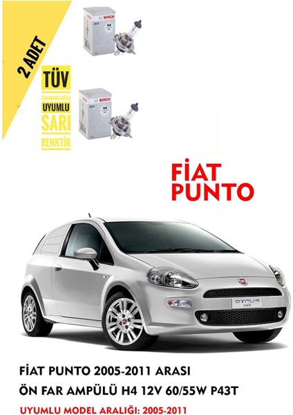 Fiat Punto 2005-2011 Arası Ön Far Ampül Takımı 2 Adet