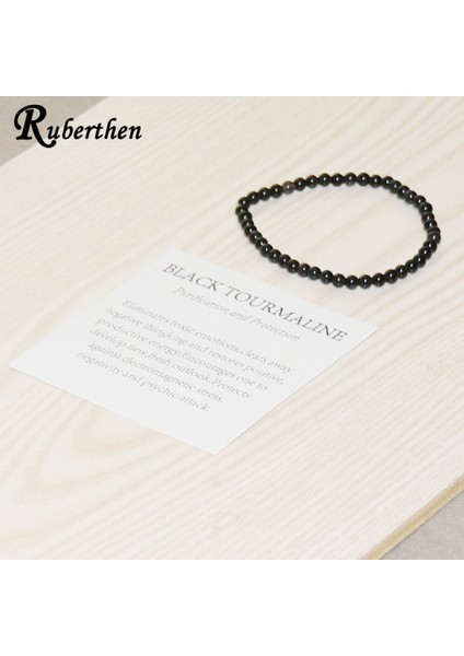 Ruberthen Doğal Siyah Turmalin Bileklik Taş Boncuk Bileklik Mini Taşlı Enerji Bileklik (Yurt Dışından) modelleri