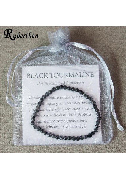 Ruberthen Doğal Siyah Turmalin Bileklik Taş Boncuk Bileklik Mini Taşlı Enerji Bileklik (Yurt Dışından) fırsatları