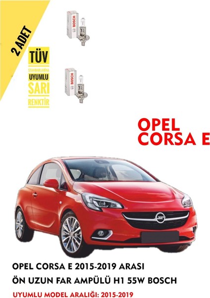 Opel Corsa E 2015-2019 Arası Ön Uzun Far Ampülü (2 Adet) Sarı Renk fiyatları