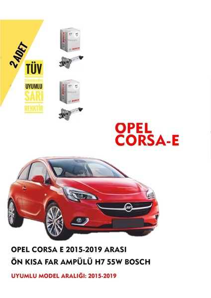 Opel Corsa E 2015-2019 Arası Ön Kısa Far Ampülü (2 Adet) Sarı Renk fiyatları