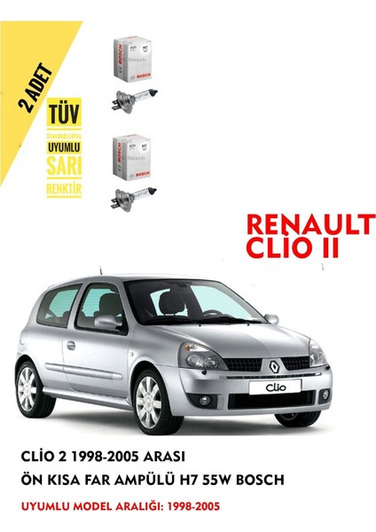 Clio 2 2003 Model Ön Kısa Far Ampülü (2 Adet) Sarı Renk fiyatları