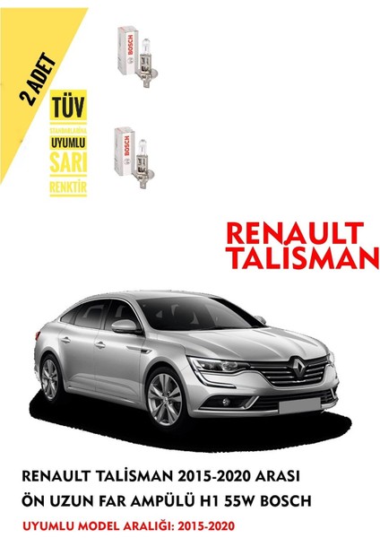 Renault Talisman 2015-2020 Arası Ön Uzun Far Ampülü (2 Adet) Sarı Renk