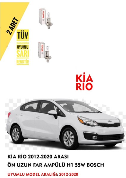 Kia Rio 2012-2020 Arası Ön Uzun Far Ampülü (2 Adet) Sarı Renk fiyatları