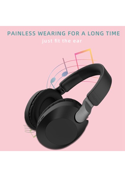 Kablosuz Kulaklık Bluetooth Stereo Kulaklık Mikrofon Destekli Katlanır Kulaklık Kablolu Mod-Siyah (Yurt Dışından)