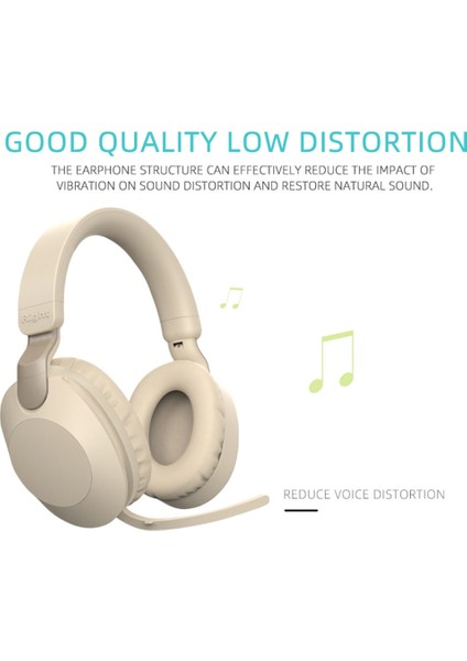 Kablosuz Kulaklık Bluetooth Stereo Kulaklık Mikrofon Destekli Katlanır Kulaklık Kablolu Mod-Siyah (Yurt Dışından)