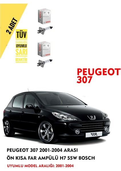 Peugeot 307 2001-2004 Arası Ön Kısa Far Ampülü (2 Adet) Sarı Renk