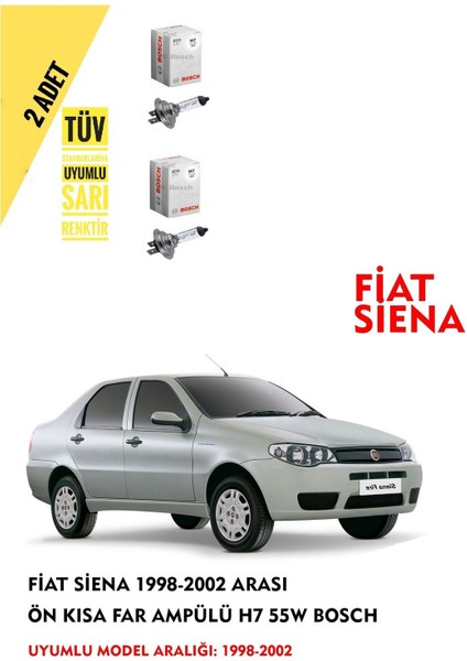Fiat Siena 1998-2002 Arası Ön Kısa Far Ampülü (2 Adet) Sarı Renk