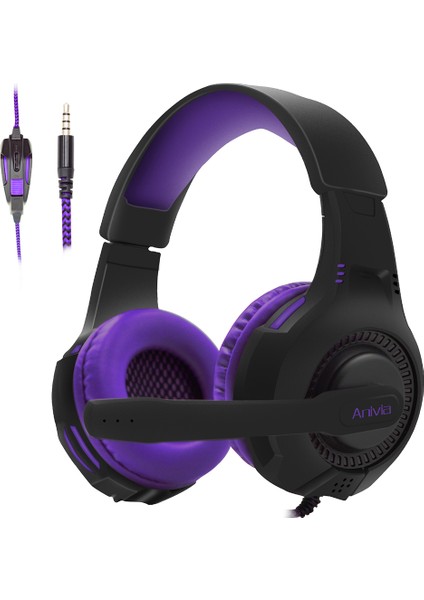 Anıvıa AH68 Kafaya Monte 3.5mm Kablolu E-Spor Kulaklık Süper Bas Bilgisayar Oyun Müzik Kulaklığı (Yurt Dışından)
