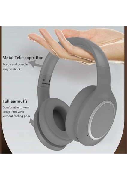 P6066 Kulak Üstü Aktif Gürültü Önleyici Kulaklık Bluetooth 5.3 Kablosuz Kulaklık Desteği Aux-Bej (Yurt Dışından)