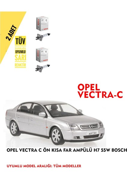Opel Vectra C Ön Kısa Far Ampülü (2 Adet) Sarı Renk