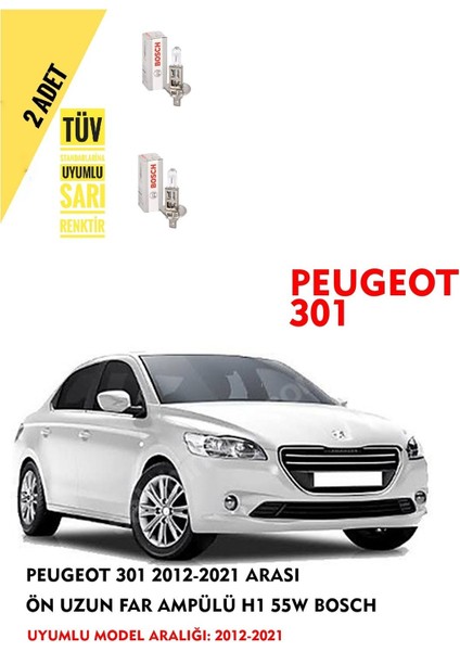 Peugeot 301 2012-2021 Arası Ön Uzun Far Ampülü (2 Adet) Sarı Renk