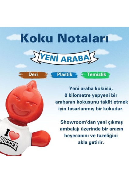 Futbol Yeni Araç Kokusu (New Car) -45 Gün -Oto Kokusu Kalıcı Klima Parfüm modelleri