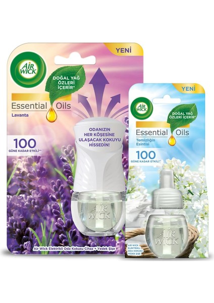 Wick Le Elektrikli Oda Kokusu Lavanta Kit (Cihaz + Yedek Şişe) + Temizliğin Esintisi Yedek Şişe