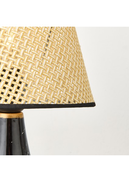 Nisa Luce Konik Seramik Abajur - Siyah / Krem - 37X20X20 cm
