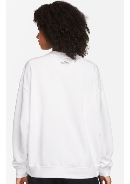 Training Plus Essential Get Fit Dri Fit Graphic Crew White Oversized Bol Kesim Kadın Sweatshirt Beyaz fiyatları