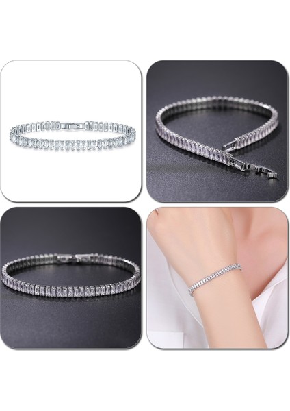 19CM Tarzı Dikdörtgen M Kıpı Yeni Yuvarlak Kristal Tenis Kadın Erkek Bilezikler Dikdörtgen Kare Zirkon Beyaz Altın Uzun Kutu Zincir Takı Aub (Yurt Dışından) indirimleri