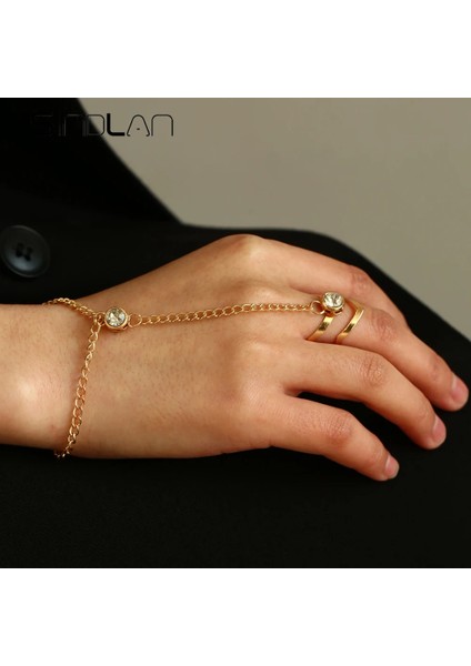 Sindlan Altın Kadınlar Için Büyük Kristal Yüzük Bilezik Bilek Zinciri Takı Moda El Geri Bilezik Kadın Kol Bağlantı Süsler Pulsera (Yurt Dışından) fırsatları