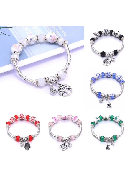 B3294-BEYAZ Charm El Yapımı Doğal Taş Boncuklu Bilezik Narin Çiçek Kristal Boncuklar Cam Boncuk Boncuk Bilezik Kadın Erkek Takı Hediye Için (Yurt Dışından) fiyatları