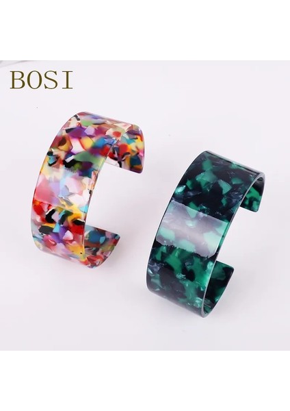 No.11 Boyutu Bohemian Leopar Asitik Asit Akrilik Reçine Bilezikler Kadınlar Için Renkli Bileklik Reçine Manşet Bilezik Femme Basit Zarif Takı (Yurt Dışından)