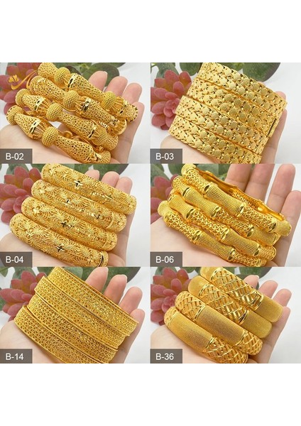 B-48-1 Adet Dubai Bilezik Kadınlar Için Orta Doğu Altın Bileklik Etiyopya Suudi Arabistan Bilezikler Düğün Gelin Mücevherat Afrika Doğum Günü Hediyeleri (Yurt Dışından) modelleri