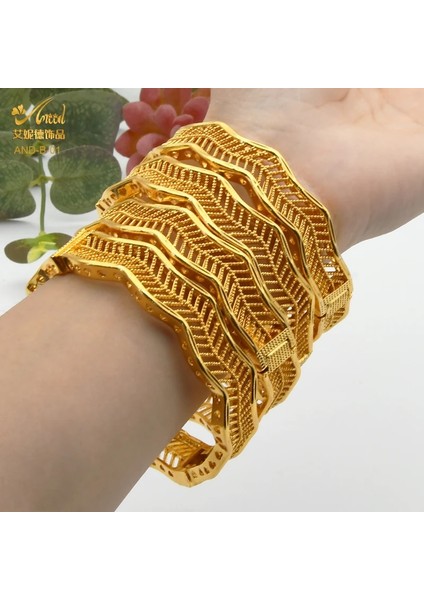 B-48-1 Adet Dubai Bilezik Kadınlar Için Orta Doğu Altın Bileklik Etiyopya Suudi Arabistan Bilezikler Düğün Gelin Mücevherat Afrika Doğum Günü Hediyeleri (Yurt Dışından) indirimleri