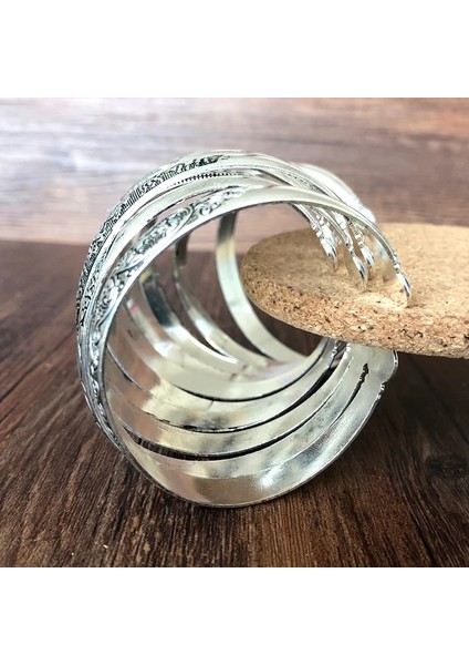 Çiçek Yeni Retro Manşet Bilezikler Tibet Gümüş Metal Oyma Balık Fil Çiçek Bilezik Vintage Çingene Takı Kadın Hediyeleri (Yurt Dışından)