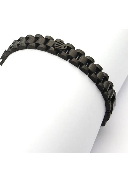 Siyah Çinko Kaplama Moda Siyah Çelik Kilometre Bilezik Taç Adam Paslanmaz Çelik Bileklik Pulseiras Bileklik ve Bilezikler Takı (Yurt Dışından) modelleri