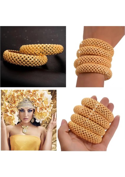 Altın Tarzı 4 Adet Et Moda 24K Altın Renk Düğün Kadınlar Için Dubai Bilezikler Gelin Bilezikler Etiyopyafransaafrika Takı Bilezikler Hediyeler (Yurt Dışından) fiyatları