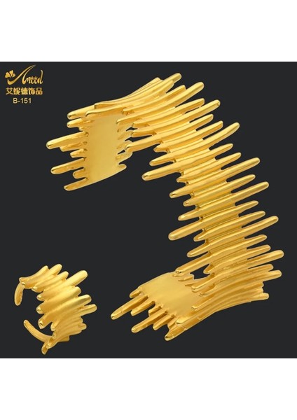 B160-BILEZIK Yüzükler Anııd Duba Yeni Lüks Kadın Altın Renk Bilezik Kadınlar Için Nijeryalı Düğün Takı Hediyeler Afrika Bijoux Bilezik Mücevherat (Yurt Dışından) modelleri