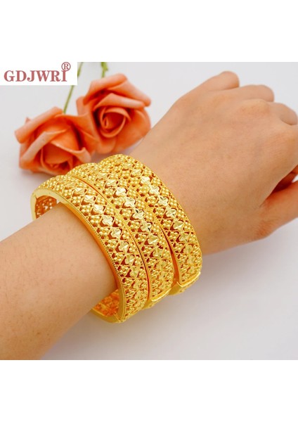 B98-1 Bangllot Etiyopya Afrika Altın Renk Bilezik Kadınlar Için Oymak Gelin Bilezik Afrika Orta Doğu Düğün Takı (Yurt Dışından)
