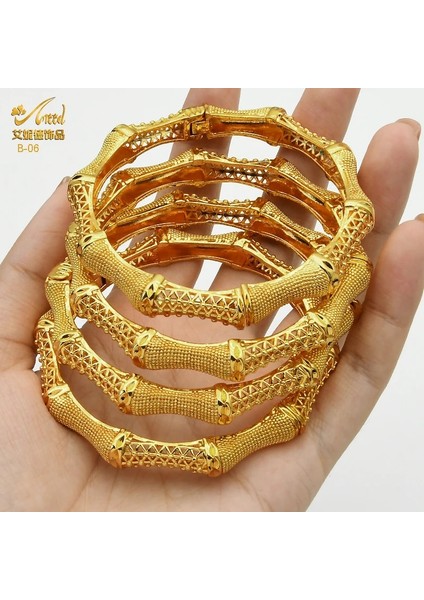 3 Parça Kadınlar Için Hint Bilezikler 24K Altın Kaplama Takı Dubai Afrika Takılar Bilezikler Etiyopya Lüks Tasarımcı Bileklik (Yurt Dışından) modelleri