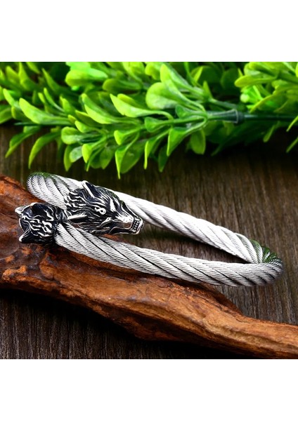 Bir Stil-Büyük Beier Klasik Hayvan Viking Çift Kurt Kafası Ayarlanabilir 316L Paslanmaz Çelik Erkek Bilezik Moda Takı LLBRG-009G (Yurt Dışından) fırsatları