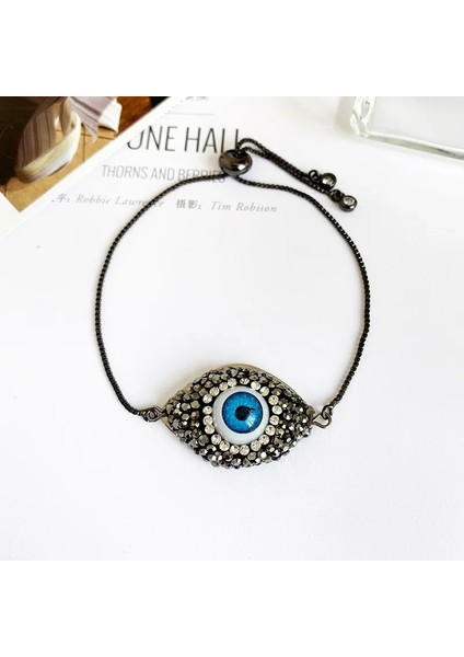 Göz Bilezik Moda Boho Mavi Taş Gökkuşağı Bilezikler Kadınlar Için Vintage Altın Bakır Zirkon Boncuklu Palm Kristal Bilezik Düğün Takısı (Yurt Dışından)
