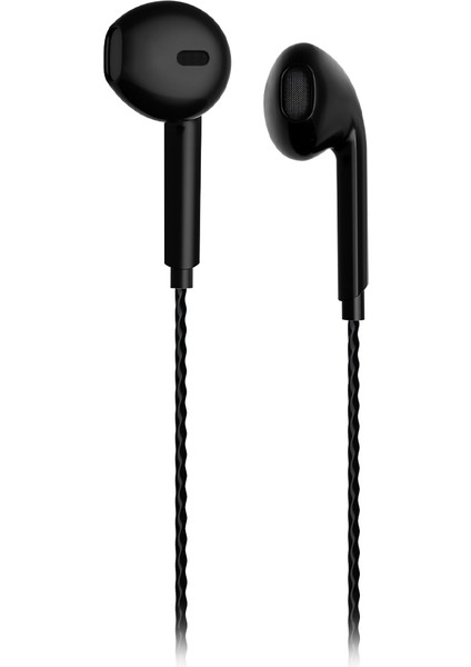 EH104 Kablolu 3.5mm Jacklı Kulak İçi Mikrofonlu Kulaklık Siyah