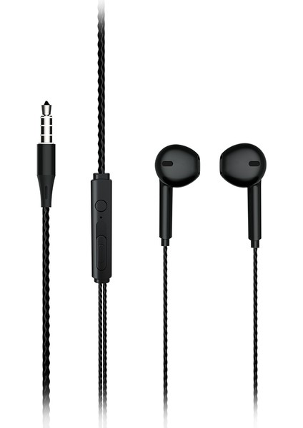 EH104 Kablolu 3.5mm Jacklı Kulak İçi Mikrofonlu Kulaklık Siyah