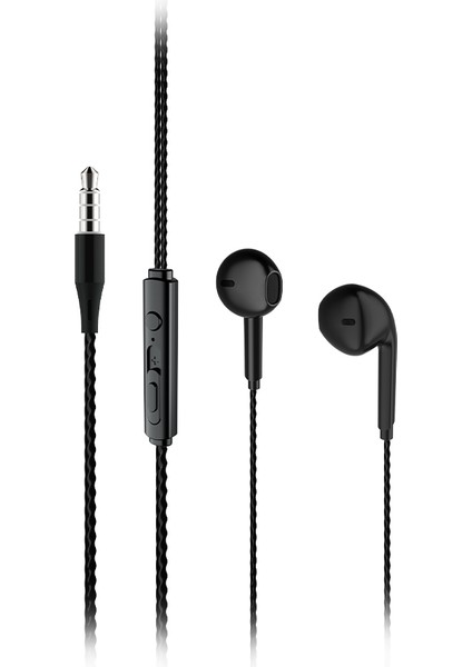 EH104 Kablolu 3.5mm Jacklı Kulak İçi Mikrofonlu Kulaklık Siyah