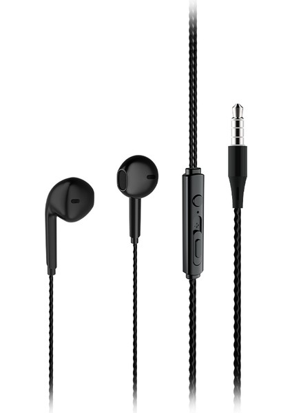 EH104 Kablolu 3.5mm Jacklı Kulak İçi Mikrofonlu Kulaklık Siyah