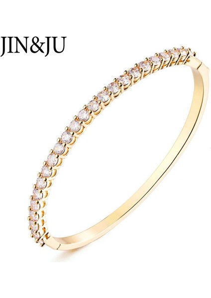1 Adet Altın Rengi--3 Jınju Lüks Altın Renk Charm Bilezikler Kadınlar Için Bakır Kübik Zirkonya Manşet Braclet Femme Dubai Moda Takı (Yurt Dışından)