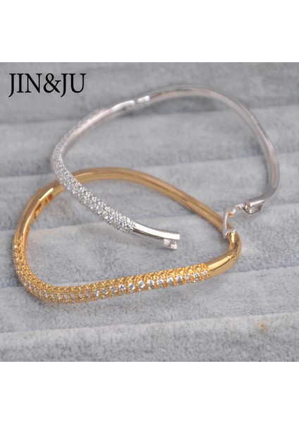 1 Adet Altın Rengi--3 Jınju Lüks Altın Renk Charm Bilezikler Kadınlar Için Bakır Kübik Zirkonya Manşet Braclet Femme Dubai Moda Takı (Yurt Dışından)