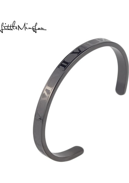 6cm Kadın Tarzı Siyah Lüks Altın Çift Erkekler Lover Romen Rakamları Ölçek Açık Manşet Titanyum Paslanmaz Çelik Bileklik Erkekler Için Kadın Takı (Yurt Dışından)